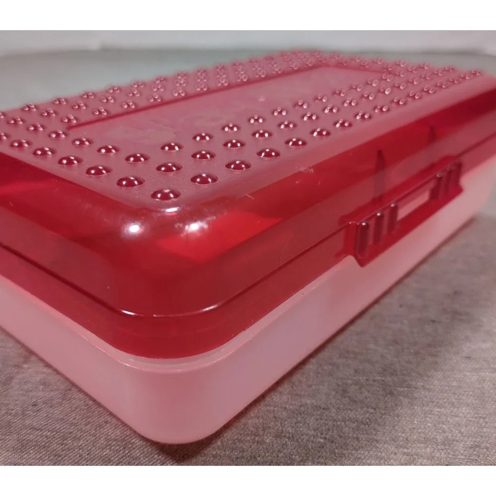 Spacemaker Vintage 1990s Plastic‎ Pencil Case Box Red Top Frosted Bottom